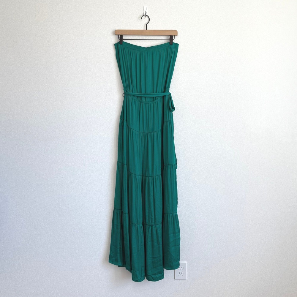 Naked Zebra Emerald Green Strapless Tiered Maxi Dress Size M NWT Wedding Guest